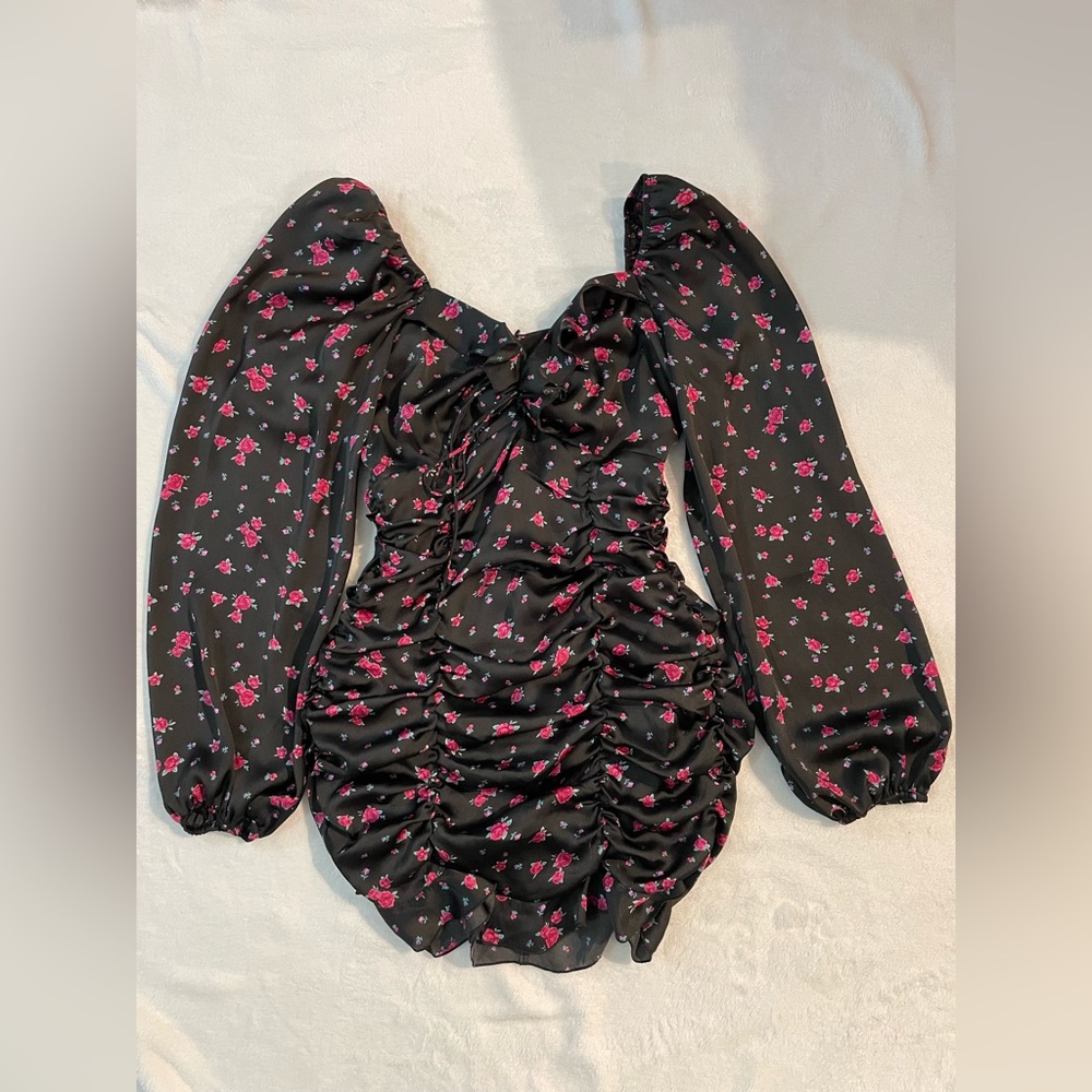 Floral Print Satin Dress